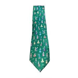Keith Daniels Green Silk Men's Tie with Colorful Character Pattern For Easter